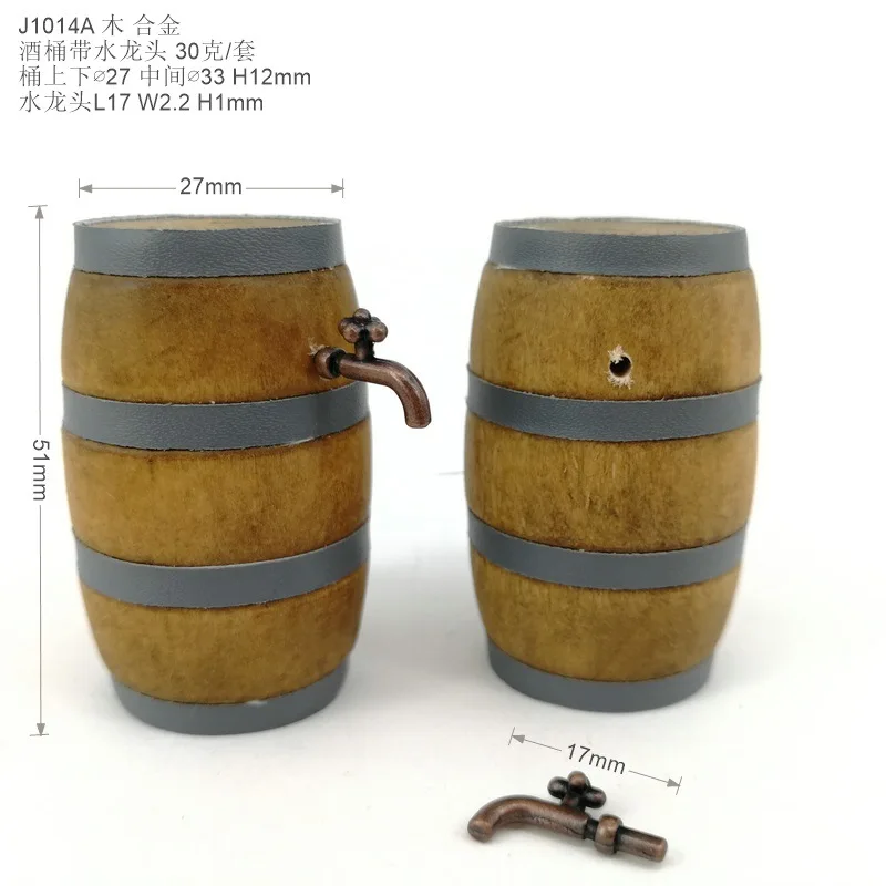 Mini Wine Barrel with Tap Model Dollhouse Miniature Wooden Barrel Bar Accessory Food Scene Prop Desktop Decoration Home Decor
