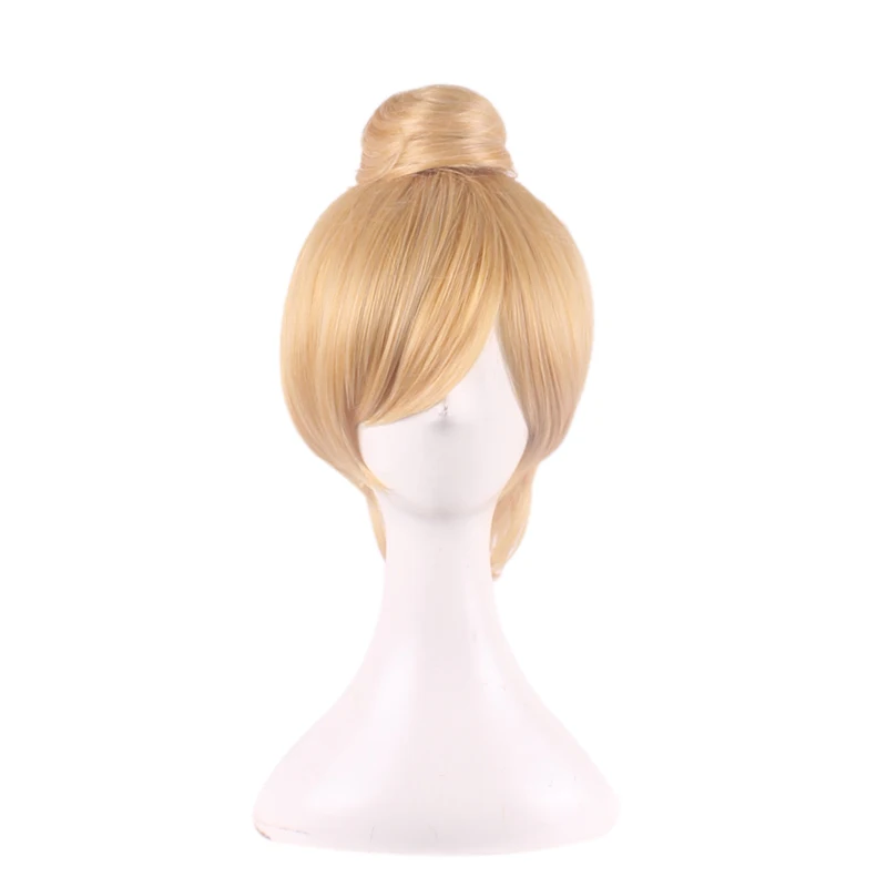 Peluca de Anime para mujer, cabello sintético de Hada de Cosplay, rubio corto, campanilla de princesa, tamaño adulto