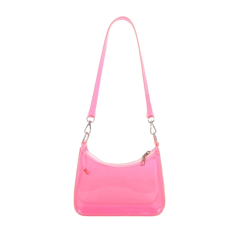 Fashion Vintage Ladies Solid Color Clear Underarm Bag Casual Women Hobos Handbags Purse Bag image 4