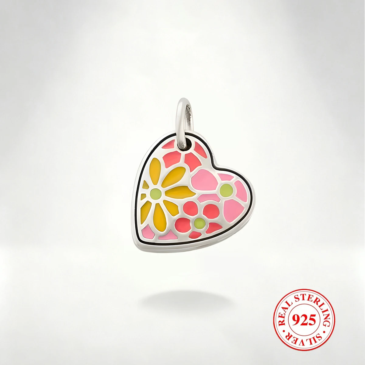

1 PC S925 Pure Silver Heart-Shaped Pendant, Exquisite And Colorful for DIY Necklace and Bracelet Decorations for Women