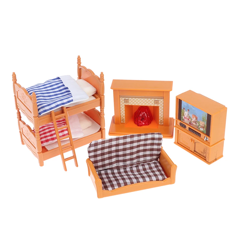 1/12 Scale Miniature Accessories Forest Family Dollhouse Furniture Model Kitchen Toy Bunk Bed Bedroom Doll Hobbies For Girl Gift