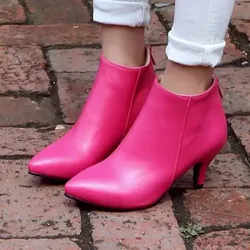Pointed Toe Ankle Boots for Women Fashion Back Zippers Short Boots Female Slim Thin High Heels Black Apricot Rose Shoes Booties