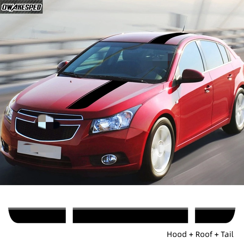 

Car Hood Roof Tail Sticker For-Chevrolet Cruze Auto Body Decor Vinyl Decal Racing Sport Stripes Customized Accessories DIY Film