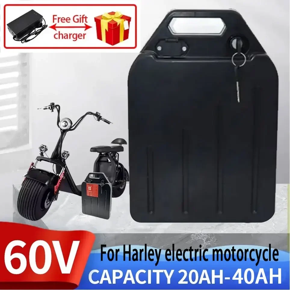 Batteria al litio portatile da 60 V, 20 Ah / 30 Ah / 40 Ah, con maniglia per il trasporto e sistema di blocco a chiave, sistema BMS integrato, caricabatterie in omaggio, batteria di ricambio per