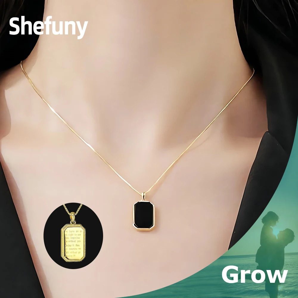 

Shefuny 925 Sterling Silver Retro Square Choker Chain Black Zirconia Necklace For Women Fine Jewelry Engagement Gift Free Ship