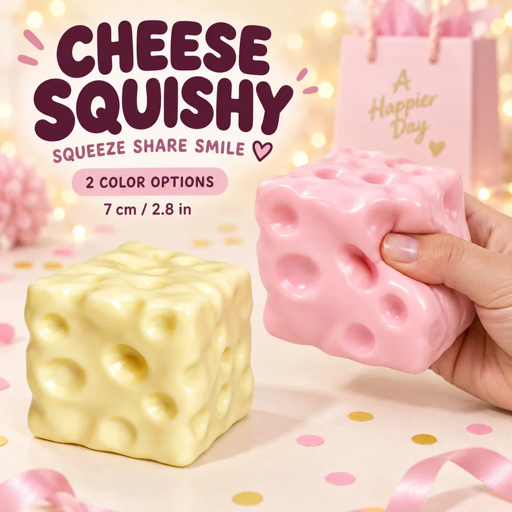 Cheese Cube Squishy Toys Party Favors Icebreaker Gifts 7cm Soft Slow Rising Squeeze Sensory Fidget Stress Relief Toys for Adults