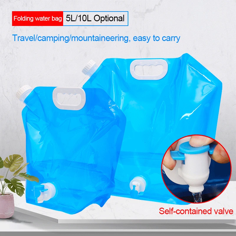 5L 10L Portable Folding Camping Water Bag Picnic Drinking Water Carrier Collapsible Water Storage Container With/Without Faucet