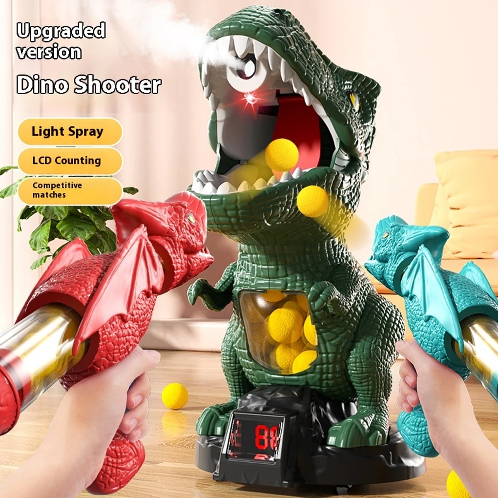 Mainan Menembak Dinosaurus untuk Anak Laki-laki Perempuan Permainan Menembak Target Bergerak Dinosaurus dengan Senjata Pompa dan Peluru Busa Mainan Anak-anak