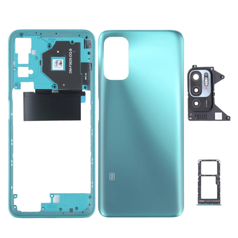 New For Xiaomi Redmi Note 10 5G Full Housing Back Lid Housing Door + Middle Frame + Sim Tray With Camera Lens Parts