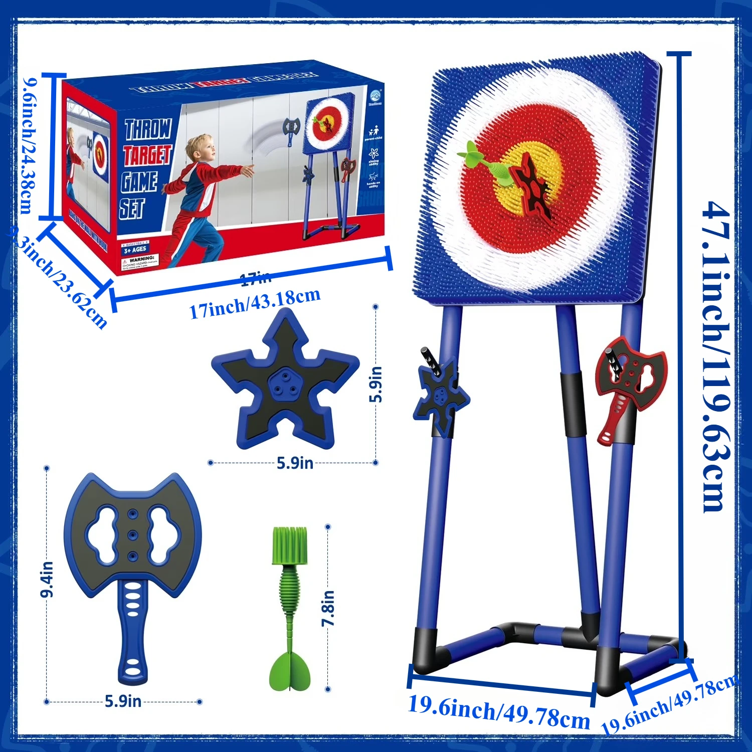Axe Throwing Bristle Target with Throwing Axes Darts Set Axe Throwing Game for Backyard Indoor Outdoor Yard Games Carnival Games