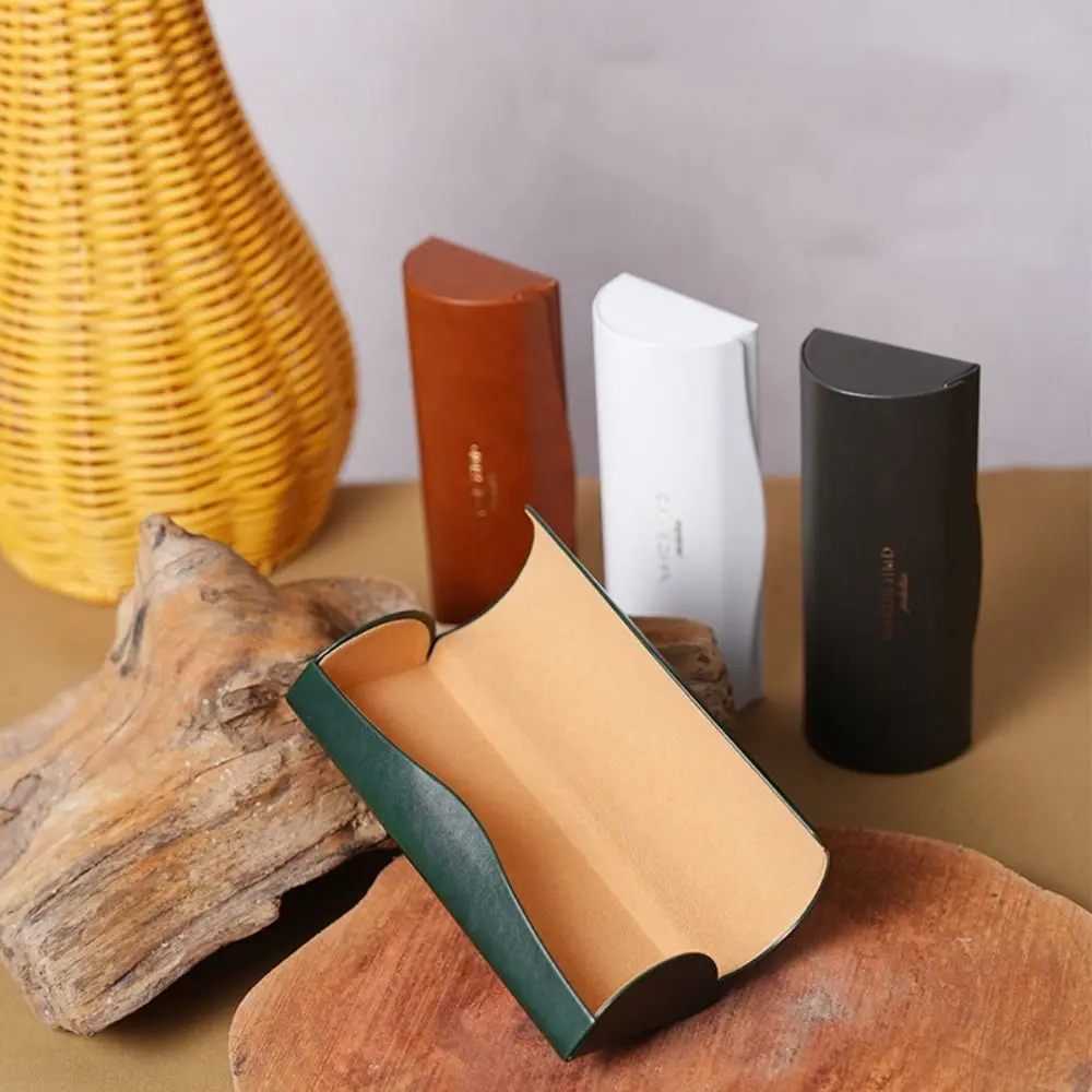 

Simple PU Leather Sunglasses Storage Box Solid Color Rectangle Glasses Case Eyewear Cases Bags Men Women