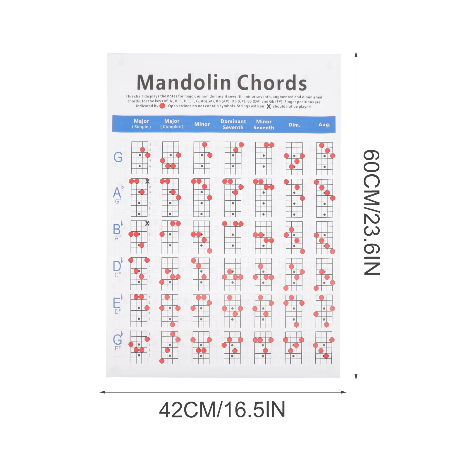 

Mandolin Chord Poster Learning Guide Note Chart Mandolin Chart for Beginner Music Instrument High Quality Durability