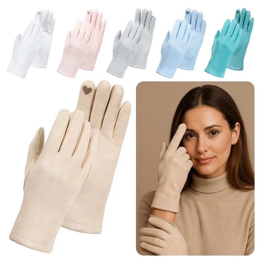 

Elegant Solid Color Suede Gloves Touchscreen Warm Cycling Gloves Soft Windproof Driving Gloves For Women