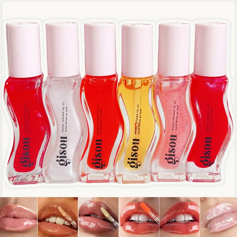 Gisou bálsamo labial hidratante espejo bálsamo labial brillo de labios fresa miel cereza pastel olor lápiz labial transparente aceite de labios maquillaje