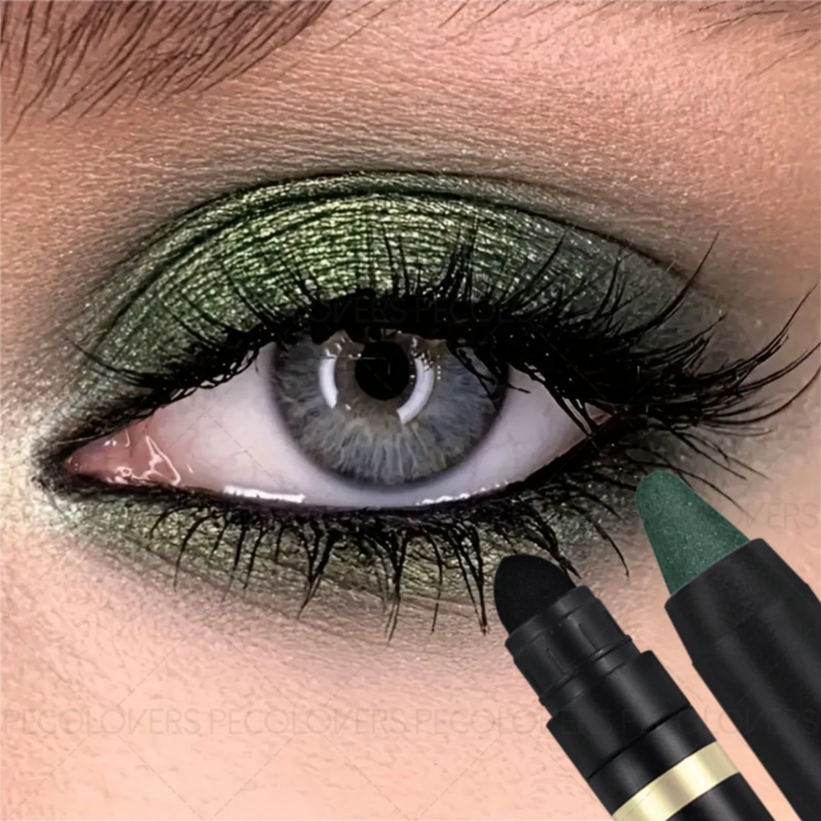 1PC Metal Eyeshadow Stick with Double Head Design, Pearlescent and Matte, Multi-toned Green/blue/purple, Ideal Christmas Gift