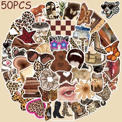 50pcs Leopard Print Girl Stickers Decals For Phone Laptop Scrapbook Luggage Guitar DIY Cartoon Graffiti Stickers Creative Gifts