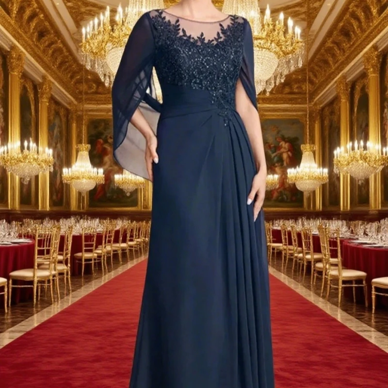 

Mother of the Bride Dresses for Wedding Party Dress Long Chiffon Lace Applique Wedding Guest Dresses Customized