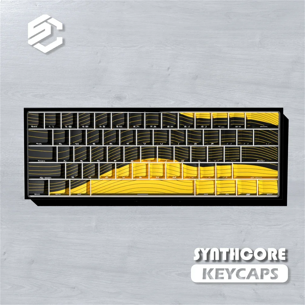 GEFENSI Contour Black Gold Side-engraved Translucent Keycaps For 74-key PBT Cherry Adapted To MX Switch 60 61 68 Mechanical Keyb