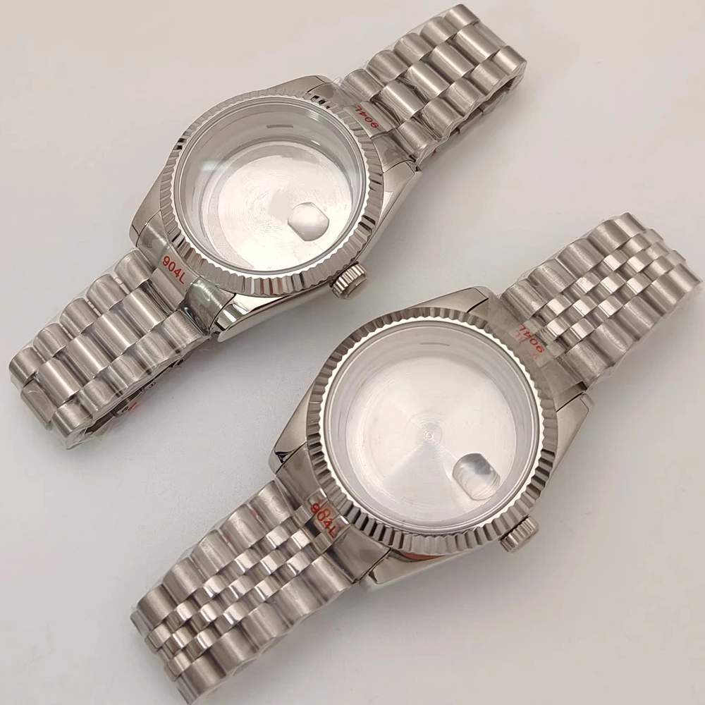 Cassa per orologio da 41 mm + cinturino per cassa in acciaio inossidabile da uomo Miyota 8285 con cinturino in acciaio inossidabile con cristallo di zaffiro per movimento 8285