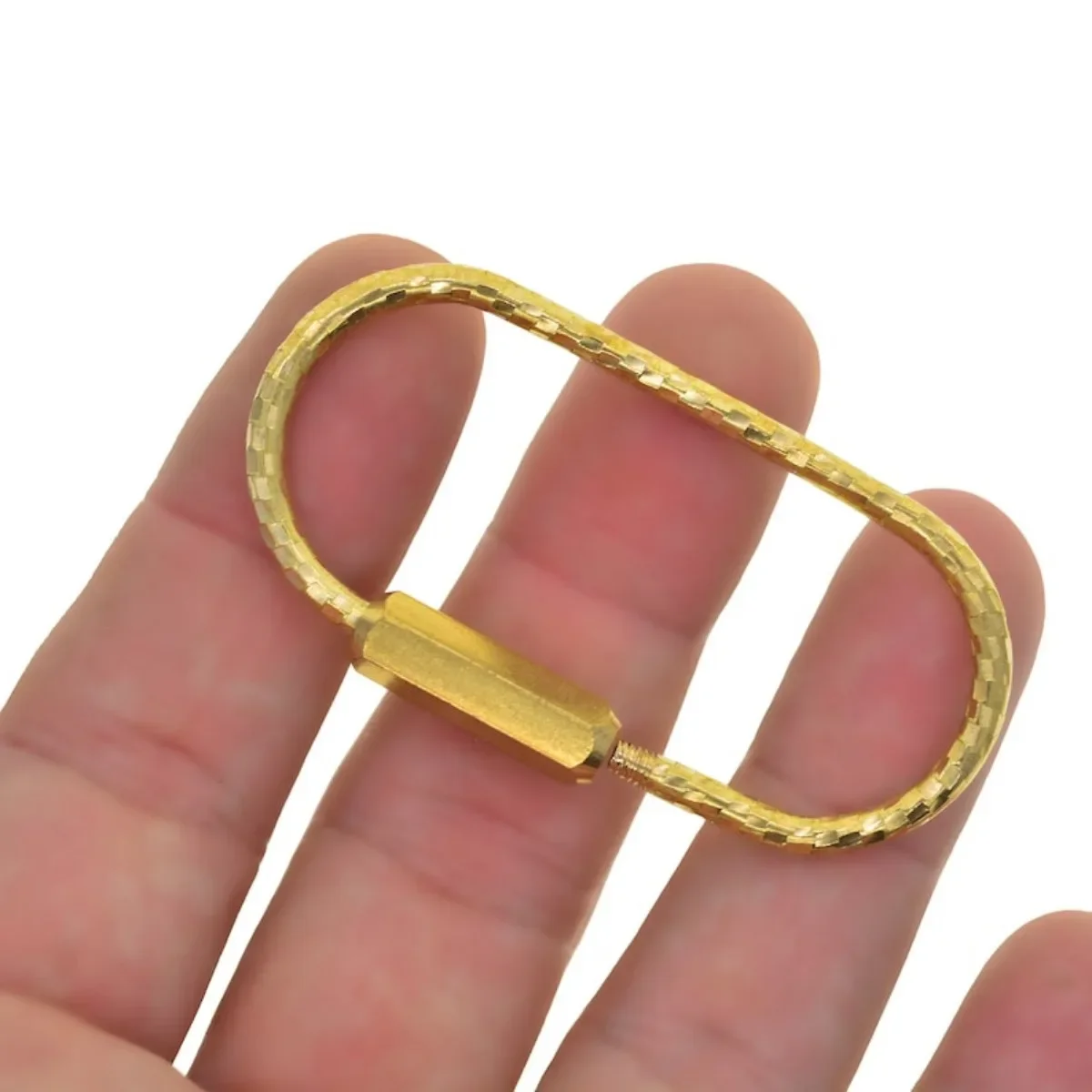 5 Sizes To Choose 36mm-80mm Raw Brass Wire Oval run course Screw Locking Carabiner Keyring Key Chains EDC DIY Making image 3