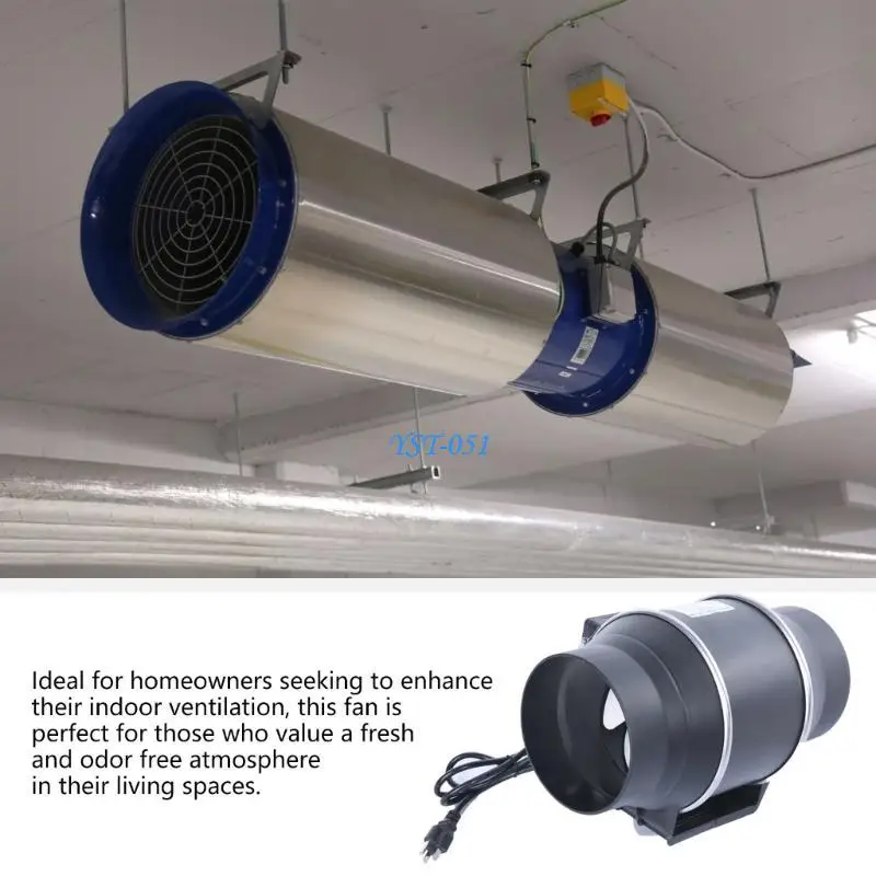 E15A Compact 150mm Plastic Ventilator Fan Energy Saving 6 Inch Plastic Air Duct Fan for Easy Homes Cooling Management