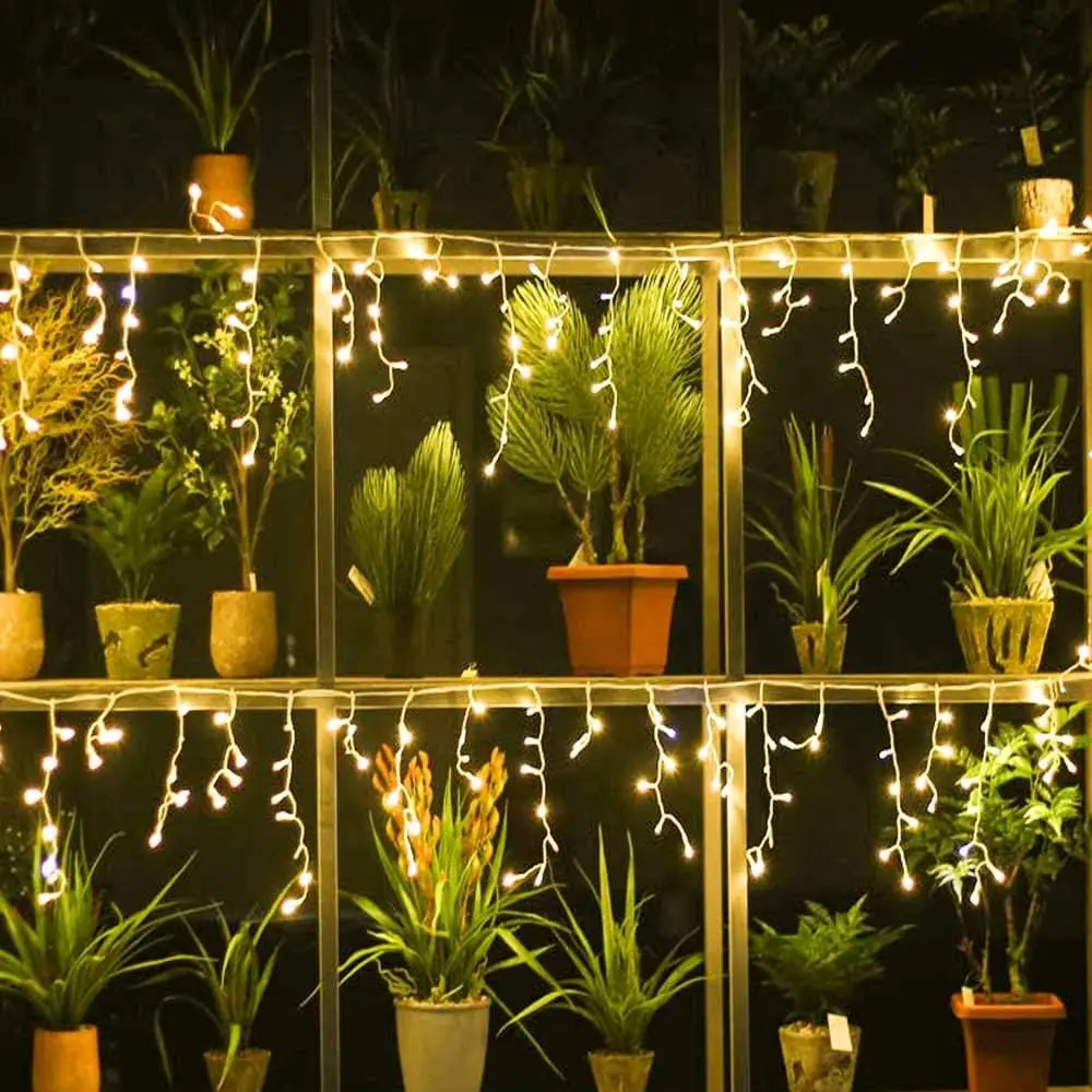 4-20m Christmas Garland LED Curtain Icicle String Light On The House Led Curtain Lights,Warm color mixed with white flashing