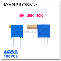 JASNPROSMA 100PCS 3296X 10K 20K 50K 103 203 503 OHM Long handle original trimpot Trimmer resistor 3296X-1-103LF Potentiometer