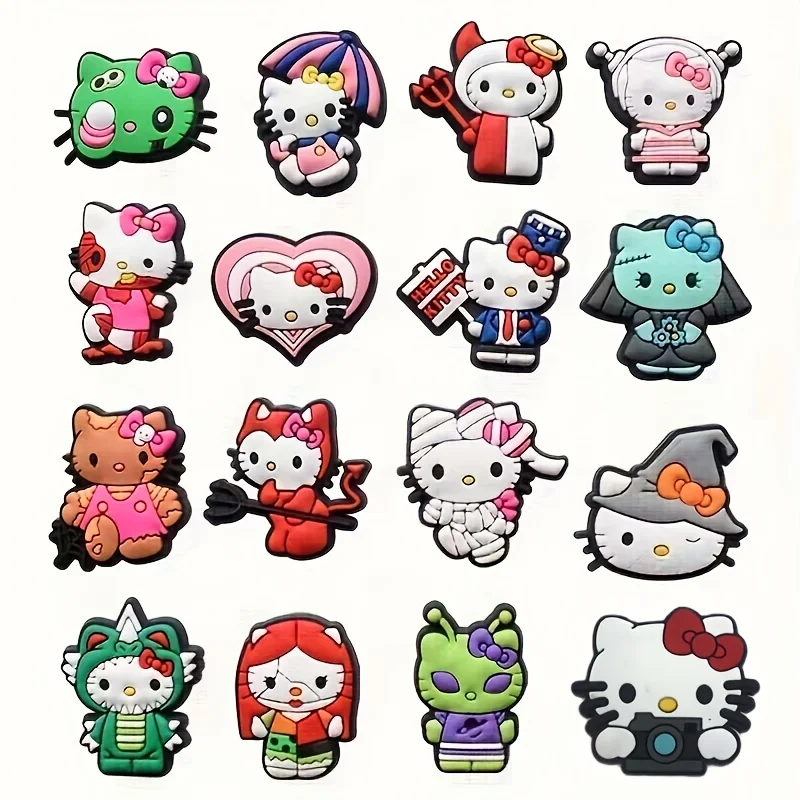 16/30pcs Cat Shoe Decorations Accessories Charms For Clogs Bogg Bag Bubble Slides Sandals, Gift Idea for Birthday