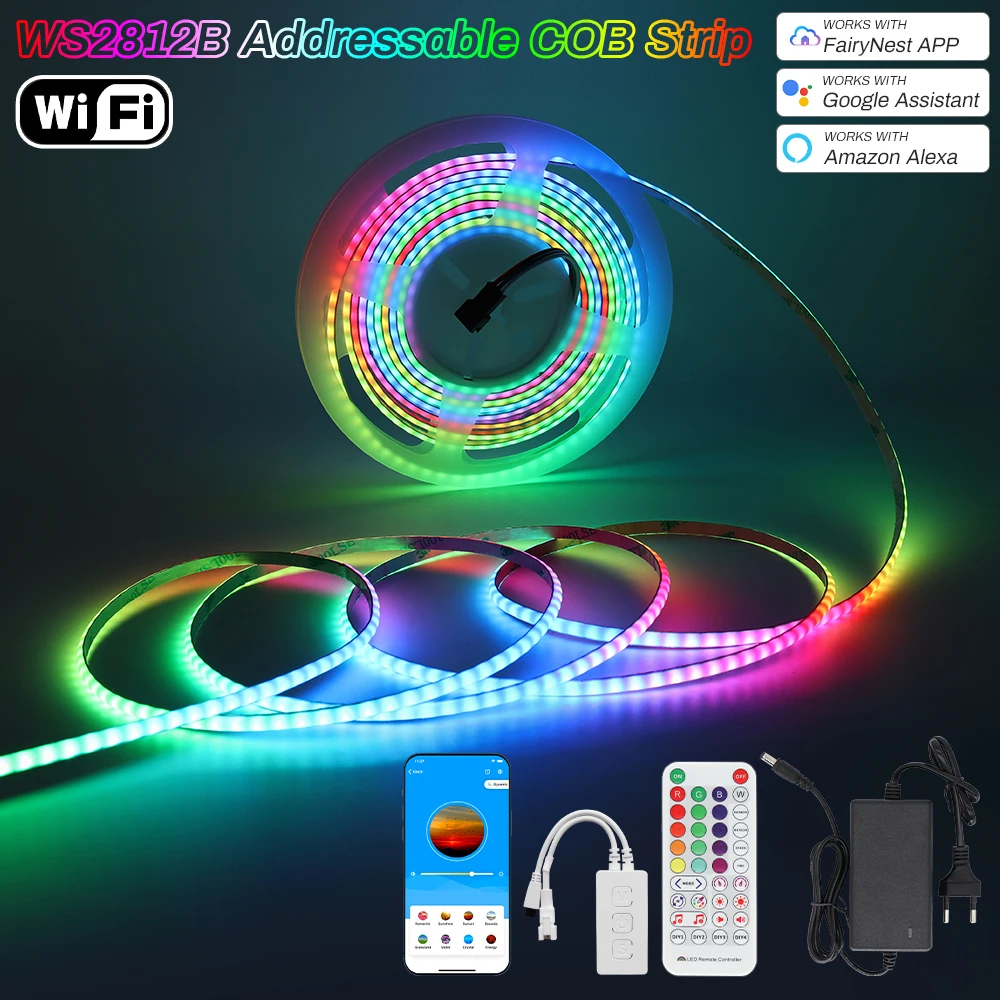 Zestaw pasków RGB IC COB 5 mm Adresowalne paski WS2812B Running COB Strips 5V WIFI Bluetooth Zestawy APP Smart Control RGB Light Tape Decor