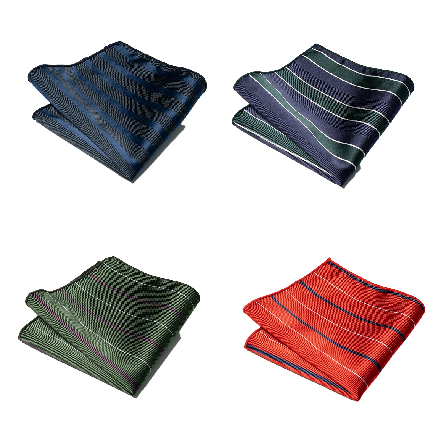 4er-Set klassische Herren-Einstecktücher mit Paisley- und Streifenmuster – Anzug- und Hemd-Accessoires für Hochzeiten und Partys, Marineblau und Rot – Detail 15