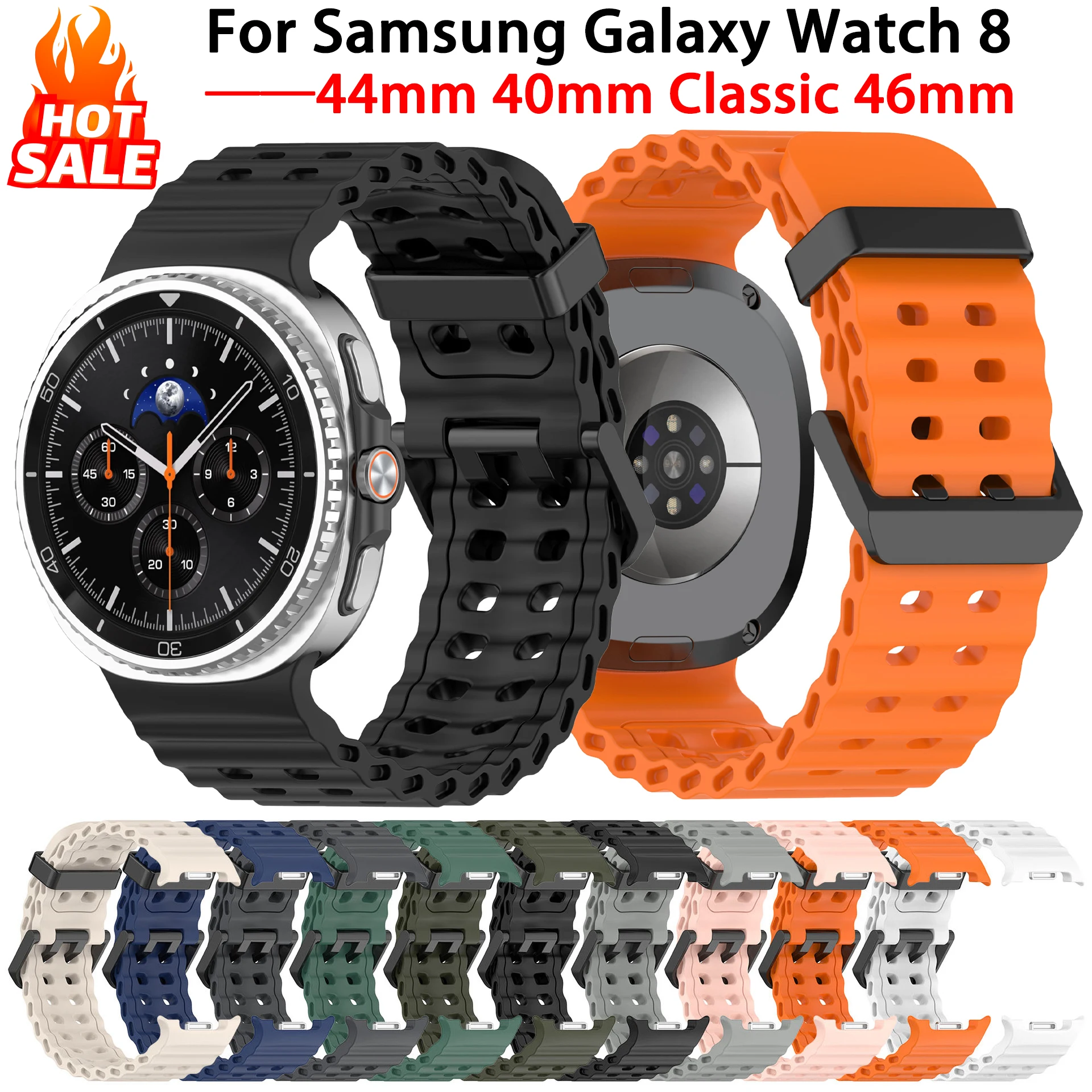 

Ocean Band for Samsung Galaxy Watch 8 Classic 46mm/8 44mm 40mm Silicone Sports Breathable Correa Bracelet Galaxy Watch8 Strap