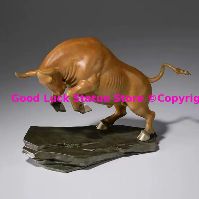 Lucky Stock market Wealth bull TOP ART BEST Business gift TOP decoration COPPER Sculpture HOME Room OFFICE BAR CLUB decor