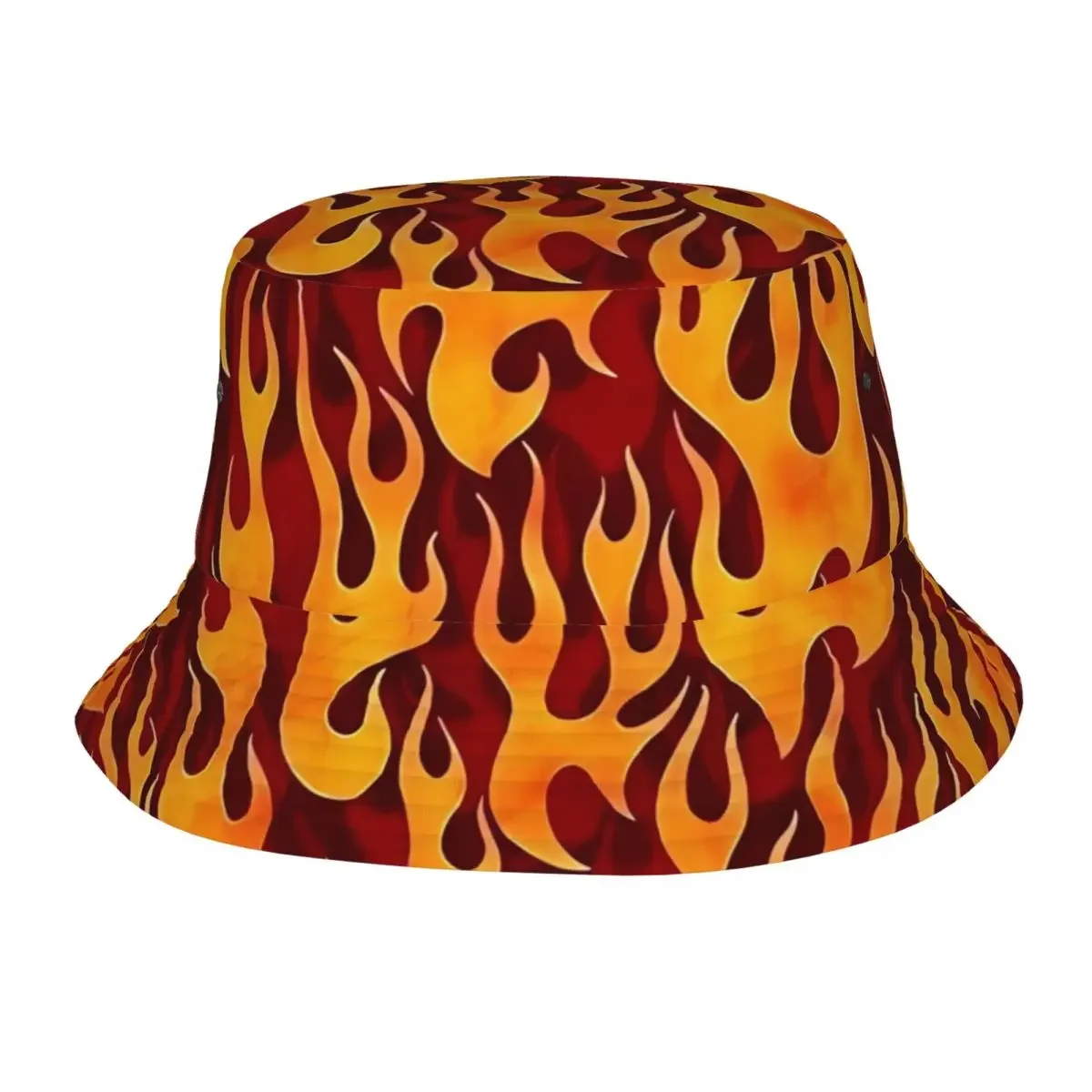 Flame Pattern Bucket Hat Harajuku Desgin Hip Hop Fisherman Caps Soft Fold Travel Hiking Sunscreen Hats For Men Women Casual Cap