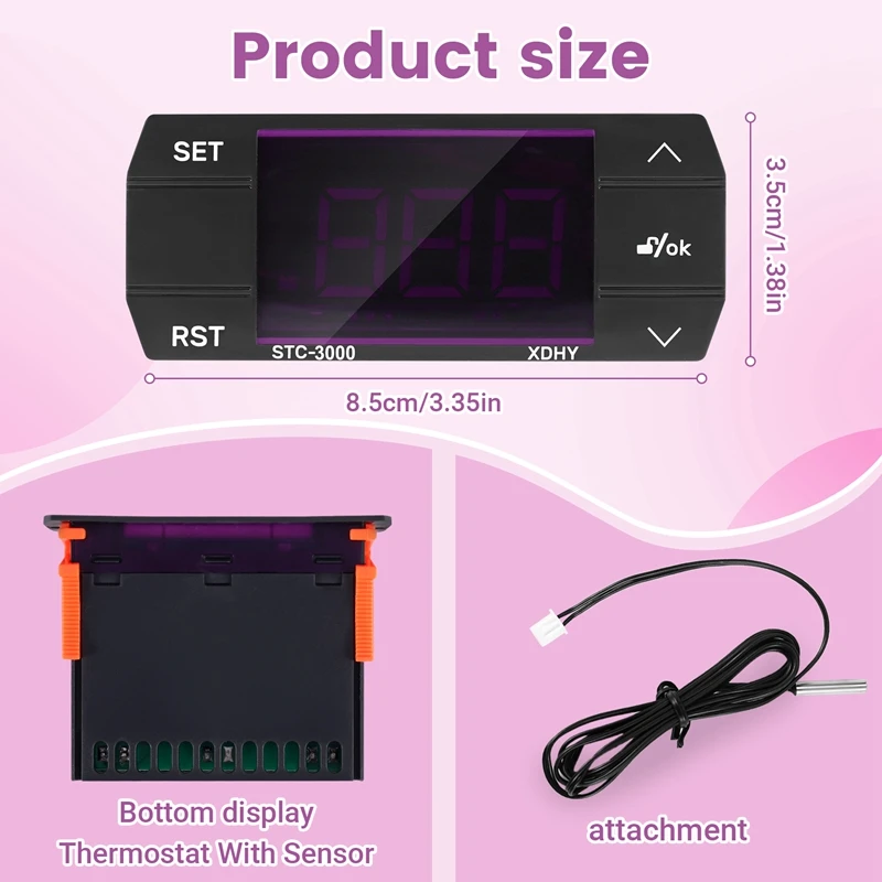 STC-3000 110V-220V 30A Press Digital Temperature Controller Thermostat With Sensor Controlling Tool