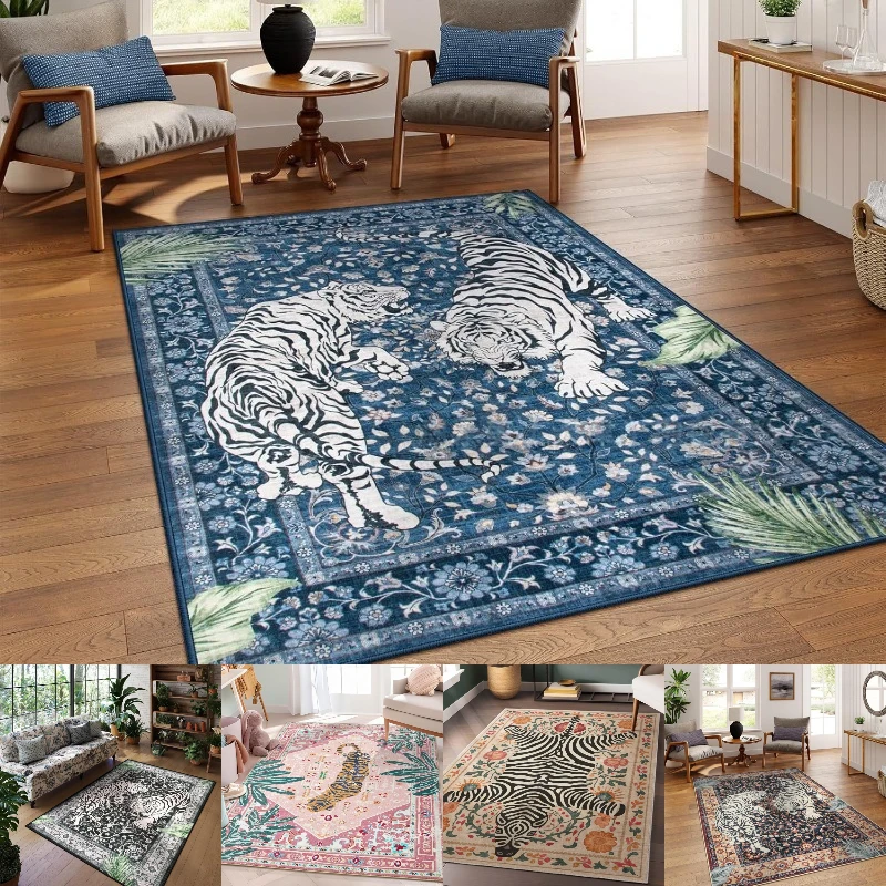 Persian Carpet Tropical Rainforest Tiger Bedroom Bedside Rug Dirt Resistant and Wear-resistant Homestay Mat Decoration Carpet