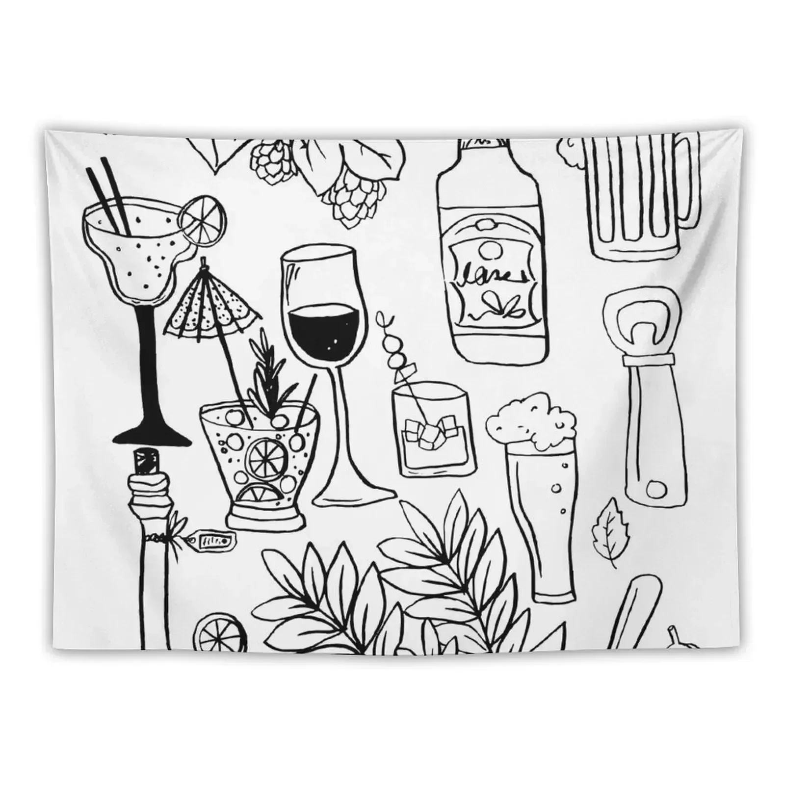 Alcohol Doodles Tapestry Bedrooms Decor Bedroom Decor Aesthetic Tapestry