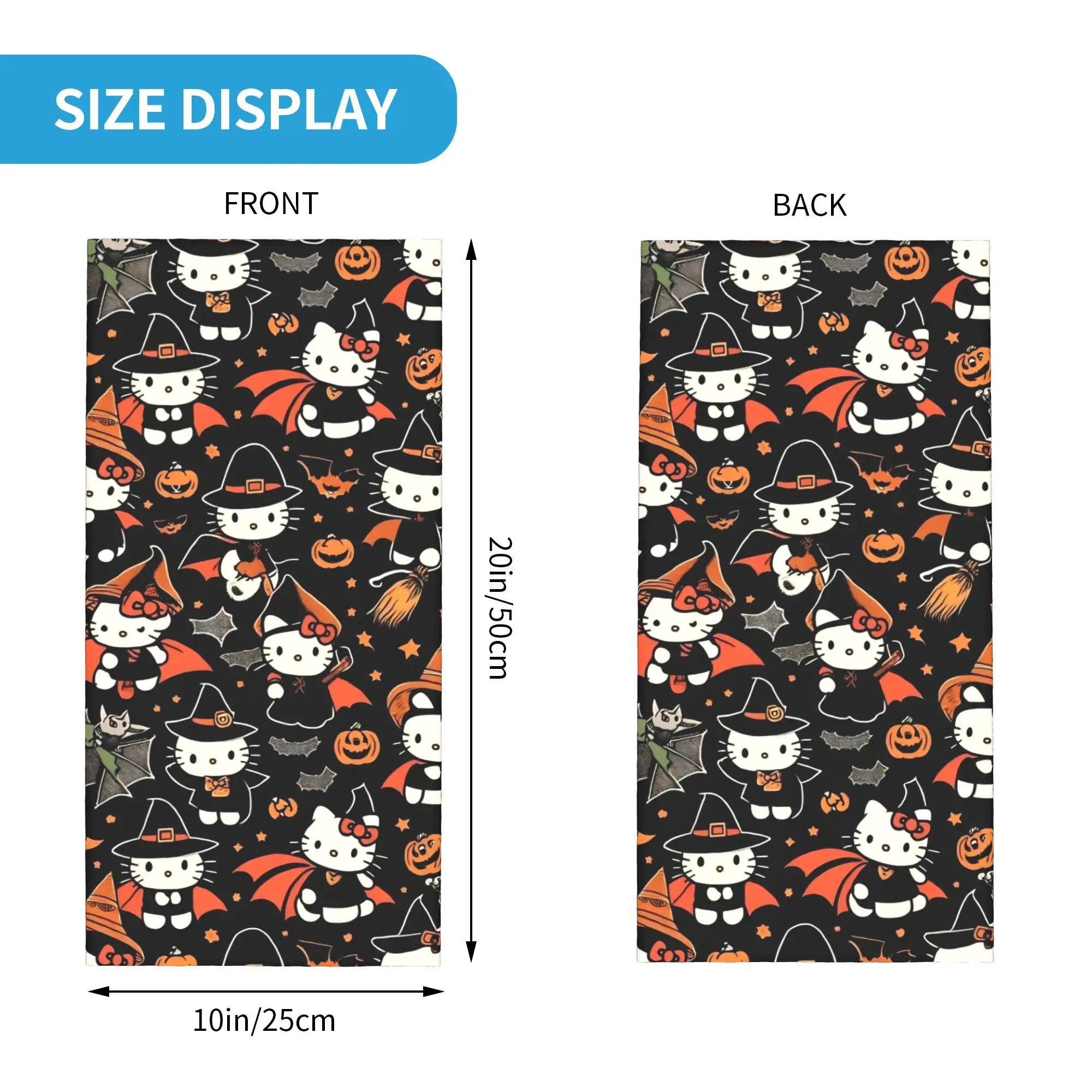 هالوين مرحبا كيتي الخفافيش باندانا الرقبة الجراب المطبوعة أقنعة قناع الوجه وشاح ركوب الدراجات الصيد للرجال النساء الكبار يندبروف #2