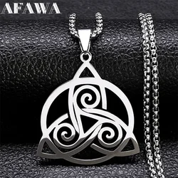 Viking Trinity Celtic Knot Pendant Necklace for Men Women Stainless Steel Witch Triskele Triskelion Necklaces Jewelry collar
