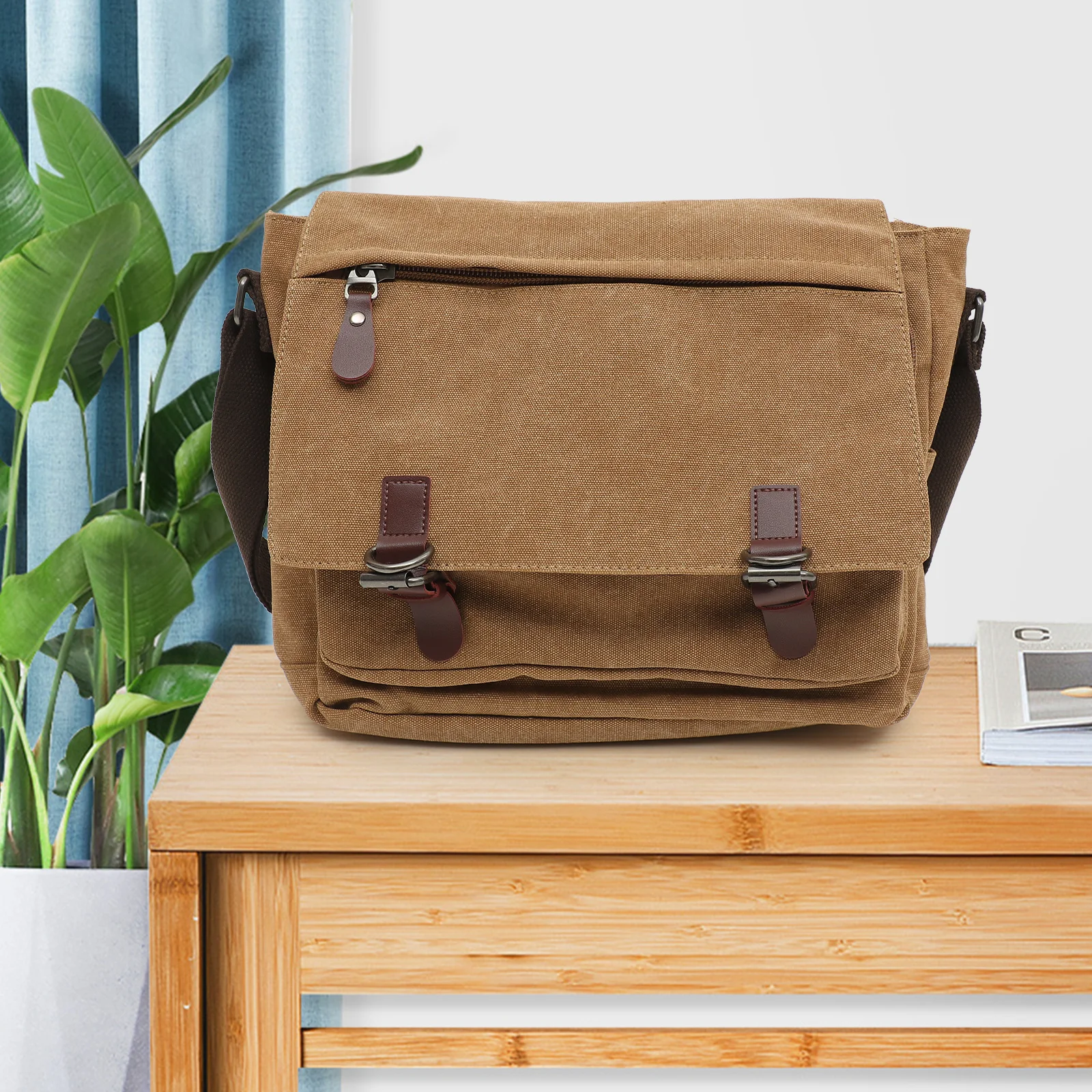 

Crossbody Bag for School Aesthetic Large Capacity Lightweight Messenger Bag Soft Canvas Material Comfortable Grip