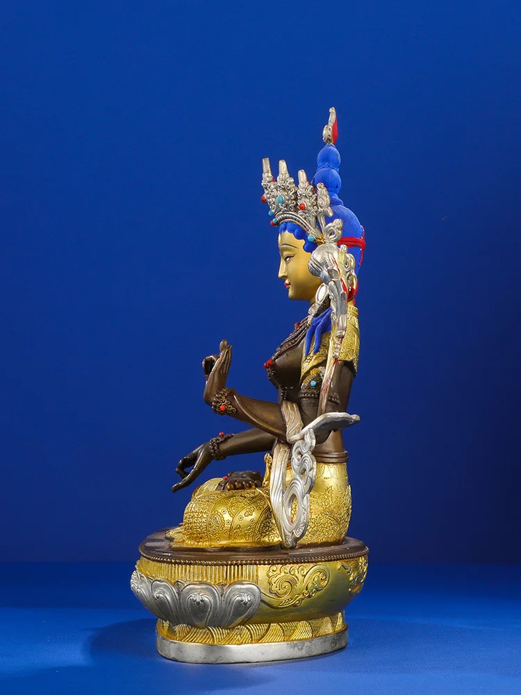 High grade Buddha statue Asia Nepal Tibet HOME temple bless safe healty good luck Gilding white Tara Guan yin buddha statue - Image 4