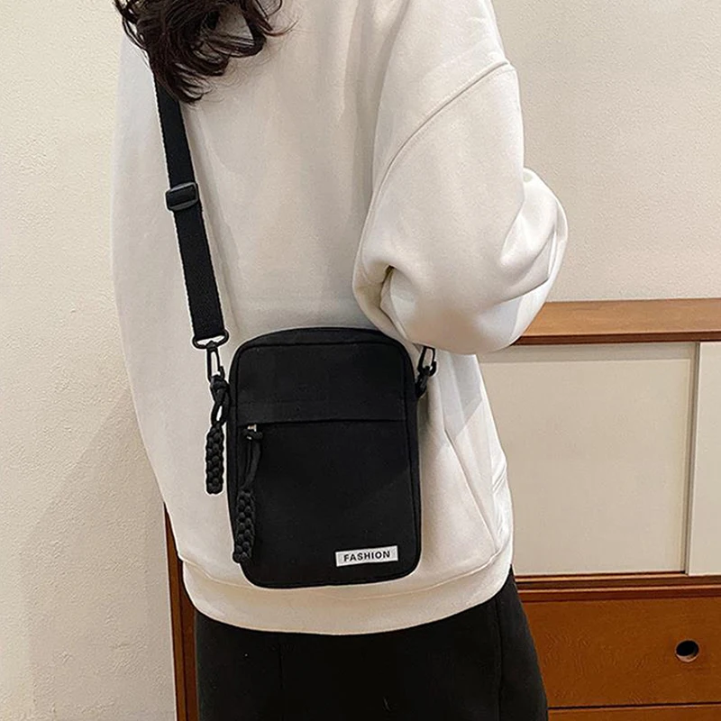 Bolso cruzado de lona versátil para teléfono, Mini bolso de hombro deportivo informal para estudiantes, moda