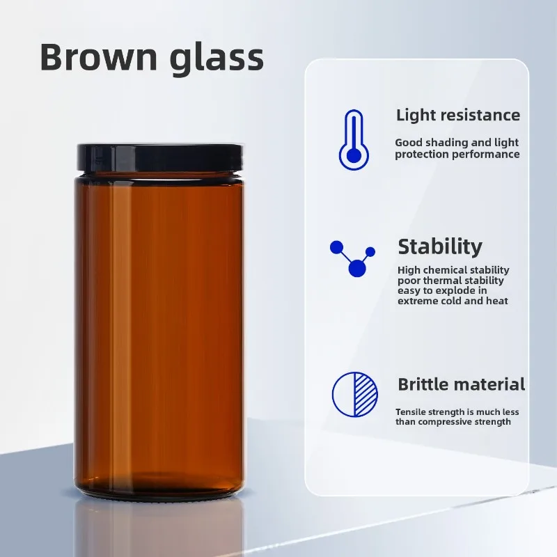 VOC Brown Glass Soil Sampling Bottle Wide Mouth Reagent Jar 100 250 500 1000ml
