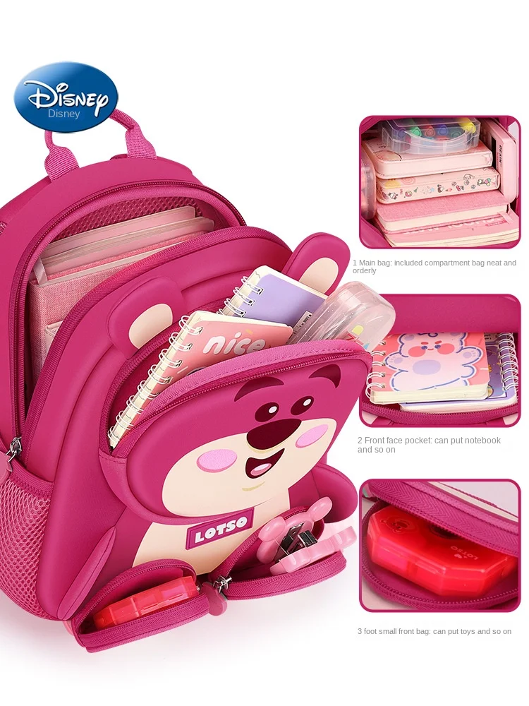 Disney Girl Kindergarten Backpack Lotso Student Shoulder Orthopedic School Bag Light Water Proof Kids Gifts Mochilas Escolares