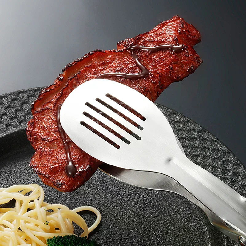 Küchen-Metallzangen, hitzebeständige Edelstahl-Kochzangen, perfekt für Lebensmittel, Steak, Brot, Pizza, Salate und Grillgerichte