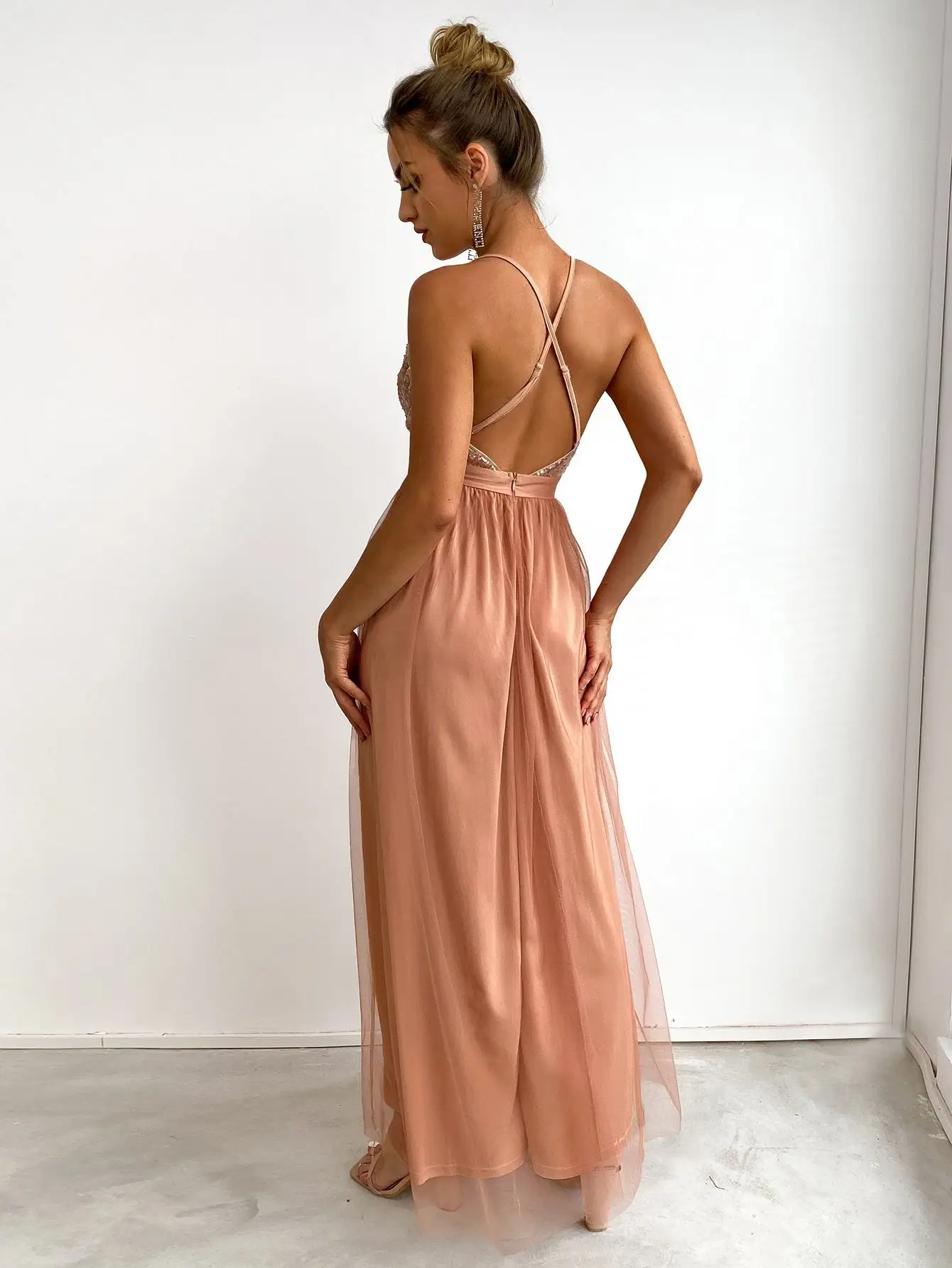 Sexy backless maxi sequin summer dress women 2024 elegant luxury mesh birthday party dress bridesmaid evening dresses vestidos