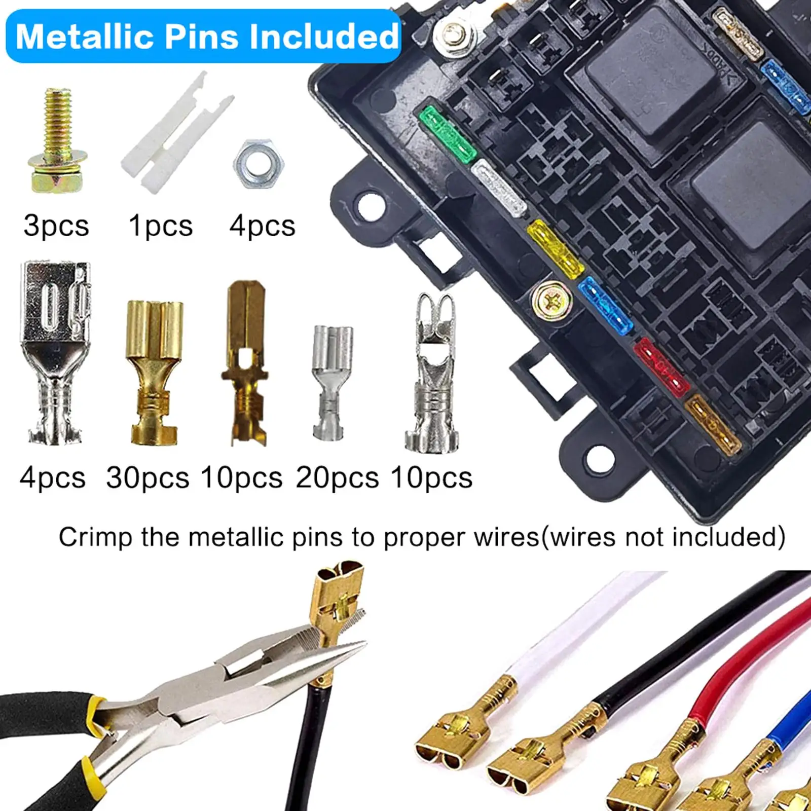 

Fuse Relay Box Block Kit Atc/Ato Fuse Holders with Terminals and Fuse for Automotive