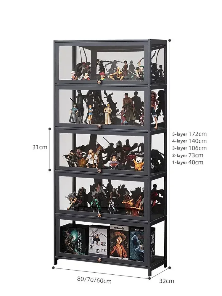 Display Cabinet for Figures Acrylic Transparent Dustproof Display Case Living Room Storage Box Commodity Shelf Bookcase Shelving