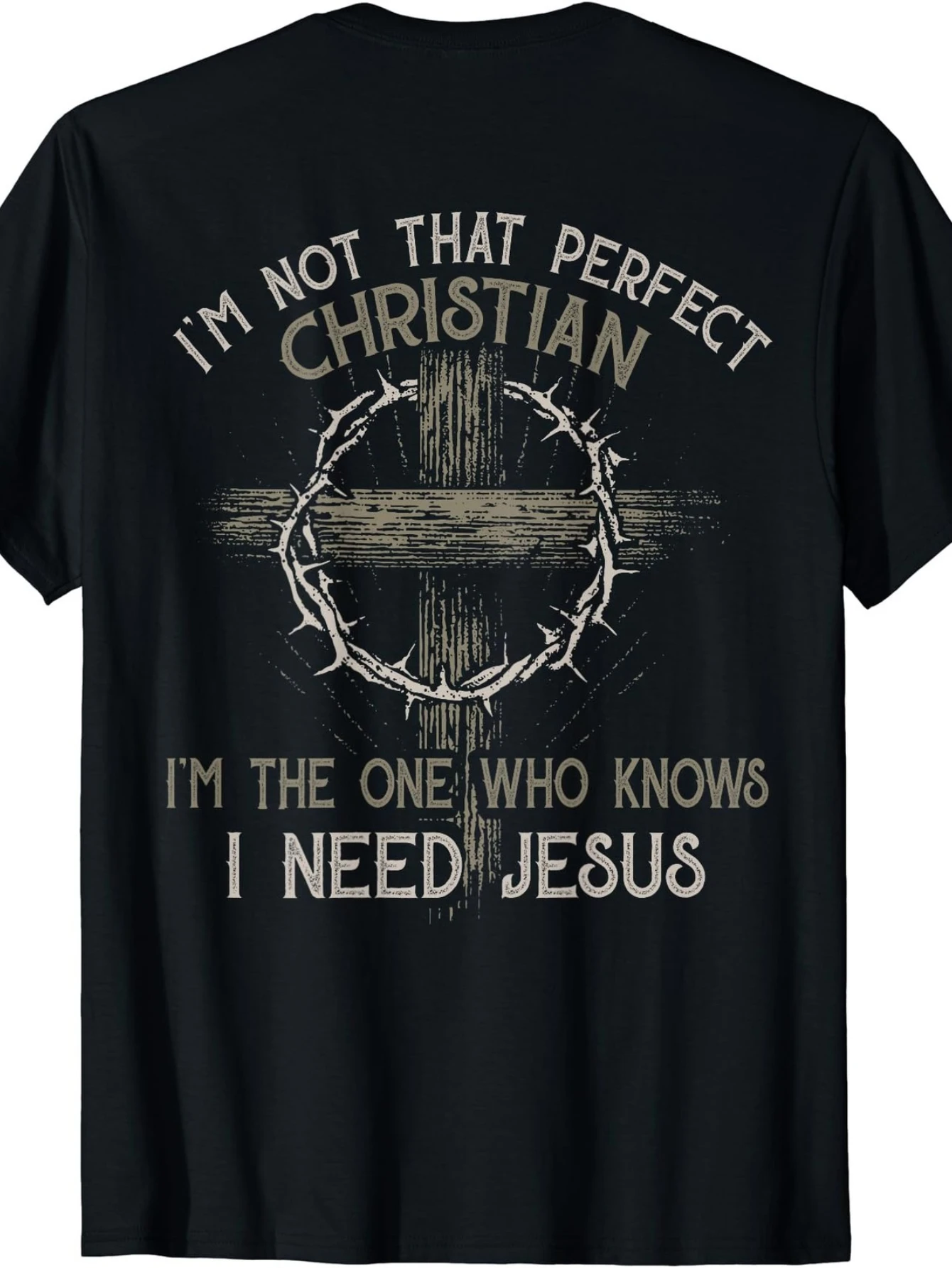 [Christian T-Shirt] I'M Not That Perfect Christian'M the One That Knows T-Shirt, Casual Crew Neck Short Sleeve t Shirt, Comfortable Fabric, All Season Trendy Top, Slight Stretch, Regular Fit, Suitable for All Body Types