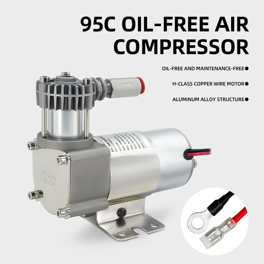 95C Mini oil-free air compressor 12V10A/24V6A Automobile pneumatic water valve Motorcycle suspension modification