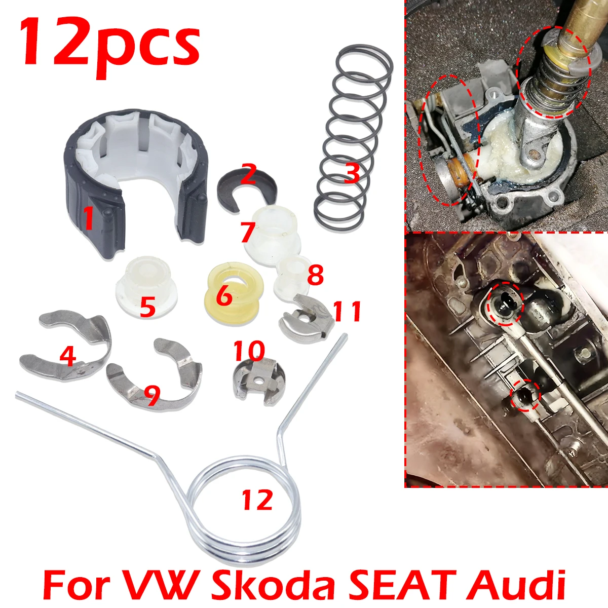 12pc/Set Upgrade Bushing MT Gearbox Rebuild Kit For SEAT Skoda VW Audi Shifter Lever Adjuster Selector Linkage Car Accessories
